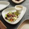 Plato de Ensalada con Forma Especial de Guijarro Plato Occidental para Bistec Vajilla de Cerámica para Hotel Restaurante Plato de Concepción Artística Presentación con Taza para Salsa