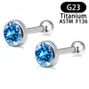 Novos Brincos de Liga de Titânio G23 com Zircônia para Lábio, Unha, Hélice, Joias Simples para Piercing F136 Brincos de Nicho com Dentes Internos