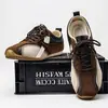Nuevos Zapatos de Entrenamiento Retro Alemanes de Otoño para Hombre Zapatos de Tabla Versátiles Superficie de Cuero para Exteriores Deportivos Casuales Calzado Juvenil Estilo Forrest Gump Zapatos de Moda