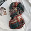 Bufanda de Invierno Artística Gruesa y Blanca para Mujer 2025 Nueva de Alta Gama a Cuadros Lila Estilo Coreano Bufanda Versátil para Mantenerse Caliente