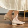 Zapatos Planos de Primavera para Mujer con Tacón Grueso y Punta Fina sin Cierre 2026 Nuevo Estilo de Moda con Tacón Bajo Zapatos para Dama de Honor