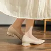 Zapatos Planos de Tacón Bajo Cómodos de Moda Estilo Coreano Absolutamente Hermosos Zapatos para Compromiso Boda Zapatos de Dama de Honor Zapatos de Mujer Zapatos de Cuero Qipao Punta Fina Zapatos de Un Solo Color