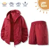 Roupa de proteção solar com capuz UPF50 roupa para a pele verão nova masculina de casal verão respirável pesca ao ar livre proteção solar roupa