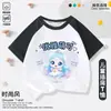 Camiseta linda y adorable de anime de manga corta para niños, estilo raglán delgado, top de verano para niñas, manga corta de verano para niñas