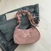 Bolso de axila estilo perezoso plisado con lazo para mujer, bolso casual coreano de moda para el día a día con un toque relajado, bolso de hombro tipo tote simple