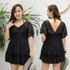 Trajes de Baño Tallas Grandes para Mujer, 200 Jin, Dos Piezas, Conservador, Corte Holgado, Cubre el Cuerpo, Adecuado para Mujeres Tallas Grandes, Extra Grande, Traje de Baño para Aguas Termales, Negro