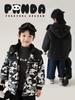 Camiseta de duas peças falsa com estampa de urso e gola alta Wuri Boys, suéter novo de inverno, colete infantil, roupas acolchoadas de algodão