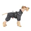 Impermeable para perro impermeable con correas ajustables, diseño de cuatro patas, tiras reflectantes y puños elásticos