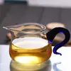 Copo de prova de vidro resistente a altas temperaturas com alça colorida conjunto de chá de vidro mar de chá conjunto de chá de chá conjunto de chá kung fu resistente ao calor acessórios cerimônia do chá