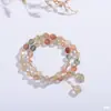 Diseño de Celebridad de Internet Estilo Coreano, Pulsera de Cristal de Colores para el Cabello Estilo Simple y Retro para Mujer, Pulsera de Corazón de Amor al por Mayor