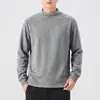 Camiseta de manga larga para hombre con mezcla de lana, nuevo estilo otoño/invierno, diseño minimalista americano, cuello semi-alto, corte holgado, capa base casual