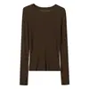 Blusa Ligeramente Translúcida de Lana Tencel para Mujer, Camiseta Fina Transpirable de Manga Larga para Otoño e Invierno, Top Exterior Casual Holgado Protector Solar