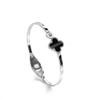 Pulsera de Metal con Pedrería de Trébol de Cuatro Hojas de la Suerte Venta al por Mayor Suministro de Fábrica de Joyería de Comercio Exterior de Yiwu Joyería Transfronteriza Color Oro Rosa