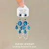 Pendientes de Borla Completamente Diamantados Super Brillantes Estilo Palacio, Lujo Ligero, Diseño de Nicho de Gama Alta, Pendientes de Presión con Artesanía Pesada, Pendientes Versátiles y Elegantes