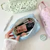 Bolsa de maquillaje de lunares en forma de corazón estilo Ins, bolsa de almacenamiento de cosméticos de gran capacidad, bolso de mano portátil para viajes, estuche para lápices para estudiantes