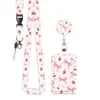 Porta-credencial retráctil de fresa rosa con diseño en relieve UV, cordón de poliéster, clip para credencial, en stock para ventas transfronterizas