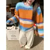 Suéter de Rayas Dopamina Estilo Coreano Qiaomi para Mujer Otoño Invierno Nuevo Ropa Interior para Personas Bajas Prenda de Punto Superior Invierno