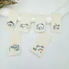 Etiqueta de algodón con estampado a mano de dibujos animados, etiqueta de cuello, marca registrada, pegatinas de tela, accesorios para ropa, etiqueta para plumón, marca de impresión, pegatinas de tela para coser DIY