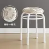 Silla taburete redondo de hogar para adultos a la moda, juego creativo de taburetes de metal para mesa de comedor, banco de madera maciza, taburete redondo engrosado