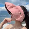Novo Chapéu de Sol Feminino com Aba Larga Dupla Face de Seda de Gelo 5.0 Protetor Solar UV Anti-ultravioleta Chapéu para Ciclismo Viagem ao Ar Livre