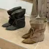 Botines planos de punta fina retro de moda para mujer, nueva colección otoño 2026, con diseño de correa cruzada, versátiles y estilizan, botines cortos estilo western