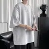 Camiseta de Manga Corta para Hombre con Diseño Estilo Hong Kong, Textura tipo Waffle, Camiseta de Moda de Verano Trendy para Hombre, Top Holgado de Nicho