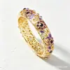 Pulsera Floral Esmaltada Estilo Chino, Nueva Pulsera Chapada en Oro con Incrustaciones de Diamantes Estilo Chino, Fuente de Suministro de Joyería