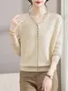 Suéter de tricô com decote V novo para 2026, transfronteiriço, estiloso e versátil, de manga longa, tamanhos grandes, adequado para mães, blusa básica modeladora e elegante