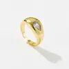 Anillo de apertura ajustable con microincrustaciones de circonita en forma de gota de agua, alto sentido del diseño, moda europea y americana, personalidad, tendencia, versátil, retro
