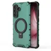 Adecuado para Samsung A56 Funda Protectora con Soporte Anticaída Samsung A36 Anillo de Rejilla Funda para Teléfono Móvil