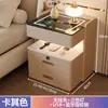 Mesita de Noche Inteligente de Madera Maciza Moderna de Gama Alta Gabinete de Cabecera para Dormitorio del Hogar Lujo Ligero Multifuncional Gabinete de Almacenamiento con Carga Inalámbrica