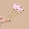 Novo Estilo Chinês Temperamento Gentil Flor de Peônia Contas Pomelo Pingando Três Dentes Grampo de Cabelo Estilo Antigo Grampo de Cabelo Exquisito Passo Balançando Grampo de Cabelo