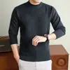 Direto do fabricante: suéter masculino de inverno com gola alta parcial em tricô jacquard, espessado para aquecimento, adequado para homens de meia-idade e idosos, um suéter quente para pais