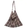 Bolso de Lona a Cuadros para Mujer Otoño 2025 Nuevo Moderno Corea del Sur Bolso Tote Versátil Gran Capacidad Bolso de Hombro