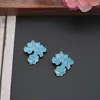 Aleación Paisaje Antiguo Punto Azul Tailandés Verde Colgante DIY Accesorios para el Cabello Tocado Pasador Broche Rama Flor Joyería Accesorios