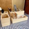 Caja de madera japonesa para guardar arte de uñas, juego de herramientas de escritorio, contenedor para pinceles y bolígrafos, caja de sábanas de algodón, caja de almacenamiento de maquillaje, caja de madera