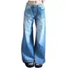 Jeans Sueltos de Estilo Coreano de Cintura Alta para Mujer Primavera 2026 Pantalones Rectos Lavados y Desgastados de Estilo Americano Algodón
