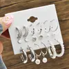 Set europeo y americano transfronterizo de 9 pares de aretes con diamantes y perlas, aretes de botón vintage, aretes elegantes y sencillos, accesorios para orejas exagerados y únicos