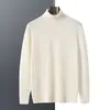 Suéter de punto para hombre de cuello alto, imitación fina 100% cachemir puro, nuevo suéter de punto de color liso ajustado para otoño e invierno, camisa base casual