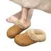 Chinelos Baotou Birkenstock Femininos 2026 Estilo Novo de Inverno Mais Veludo Quente Preguiçoso Slip-on Leve Peludos Outono Inverno