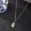 Joias Zhuhang Popular Transfronteiriça Pingente de Cristal Natural Aventurina Ametista Marquise Colar Fábrica de Joias Venda Direta