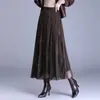 Falda Midi de Punto A-line Bordada con Dobladillo Ancho y Caída para Mujer Otoño/Invierno 2026 Nueva Falda Midi Plisada de Cintura Alta