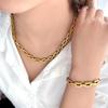 Colar Pulseira de Corrente Grossa Quadrada Europeia e Americana de Aço Inoxidável para Homens e Mulheres Tendência da Moda Estilo Punk Frio Joias de Pulseira