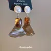 Pendientes de botón con colgante de rombo triangular en forma de abanico de resina, estilo europeo y americano, Aretes versátiles de moda, Pendientes de diseño nicho