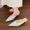 Elegantes Mules de Estilo Francés con Punta Fina y Tacón Delgado para Mujer, Nuevo Modelo de Verano Adecuado para Usar con Vestidos