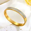 Pulsera de Acero de Titanio con Diamantes Microincrustados para Mujer, Moda Europea y Americana, Lujo Ligero, Estilo Coreano, Sencilla, de Nicho, No se Desvanece, Joyería de Pulsera con Cierre