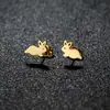Pendientes de Acero Inoxidable Calados Transfronterizos Nuevos con Varios Diseños de Gatos, Renos, Abejas, Mariposas y Conejos en Stock
