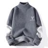 Suéter Cálido de Forro Polar para Hombre con Dropshipping Transfronterizo Integrado, Suéter de Punto de Imitación de Visón de Cuello Redondo, Suéter Grueso con Forro de Polar para Hombre