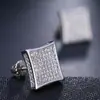 Pendientes de personalidad de moda europea y americana con rosca cuadrada y circón para mujer, joyería Joker de calle Ruili, venta directa de fábrica