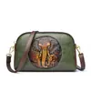 Bolsa para Teléfono Móvil de Exportación de Comercio Exterior Transfronterizo, Bolso Cruzado Horizontal para Mujer de Mediana Edad, Bolso de Mamá Pequeño con Elefante Tallado en Cuero Estilo Chino, Billetera
